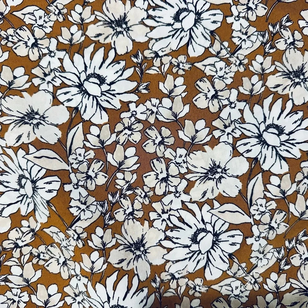 Floral Lace Trim Top - Brown - Picture 8 of 13